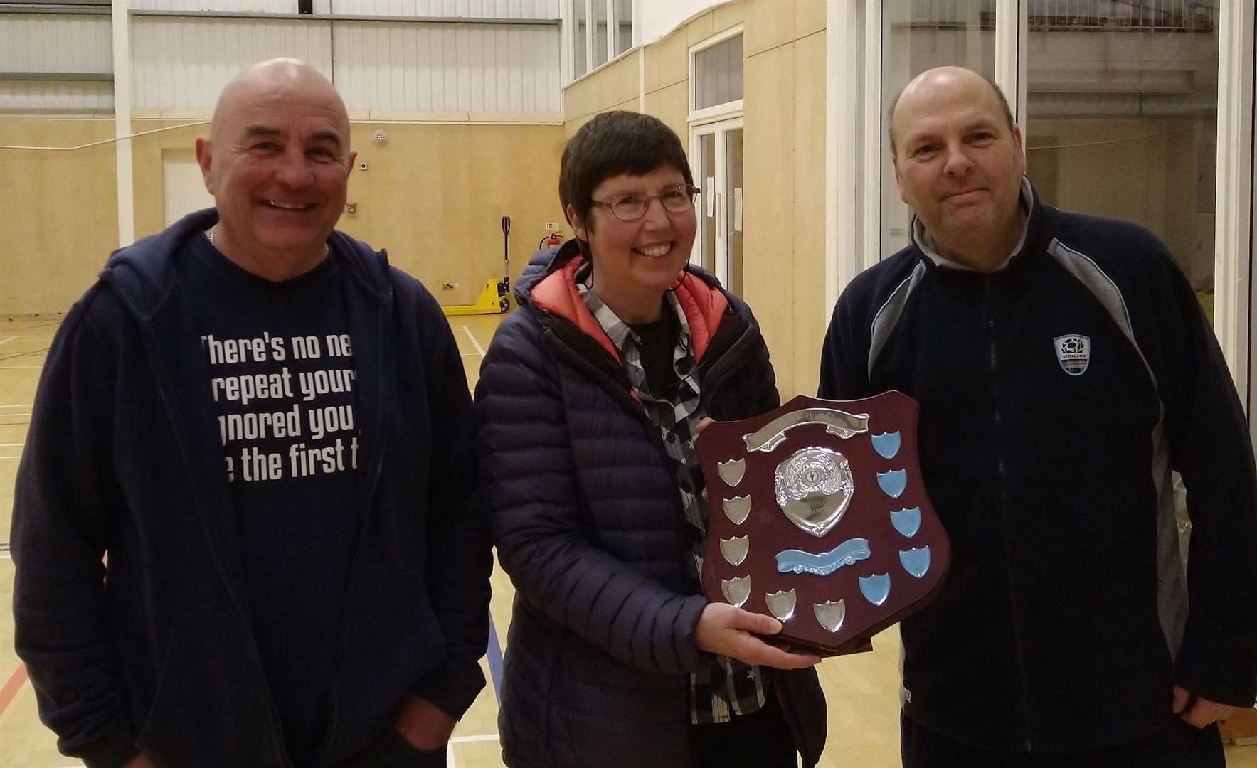 Assynt Bowling Club triples winners for 2019-20. Robert Taylor, Avril Haines and Kenneth Macleod