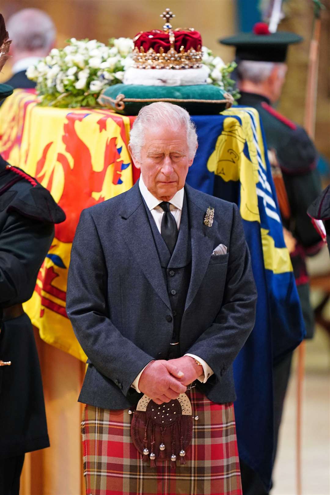 The King and other members of the royal family hold a vigil at St Giles’ Cathedral in Edinburgh in honour of the late Queen (Jane Barlow/PA)