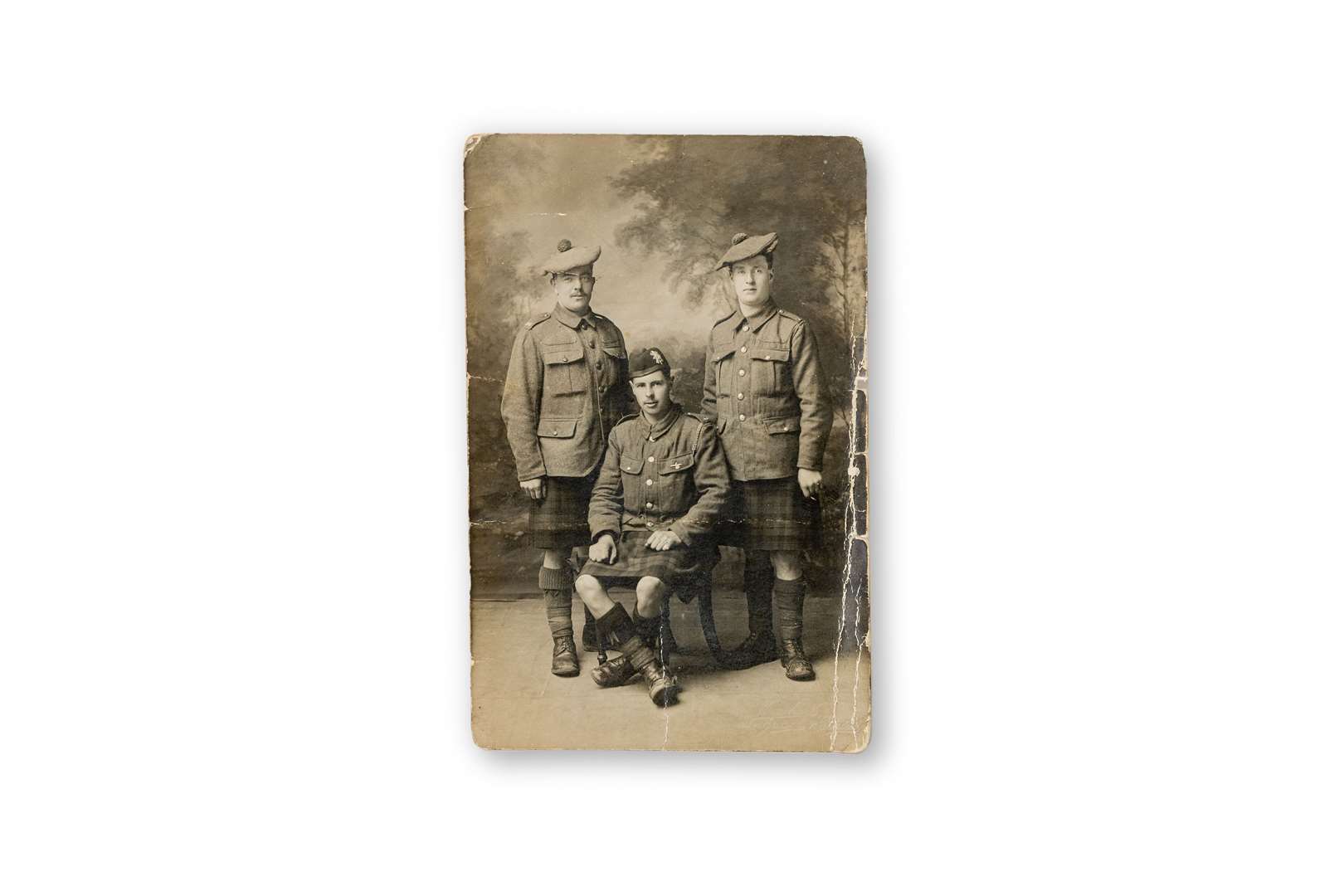 Joseph Anderson MacPheat (seated) photographed at Nigg before service in World War I.