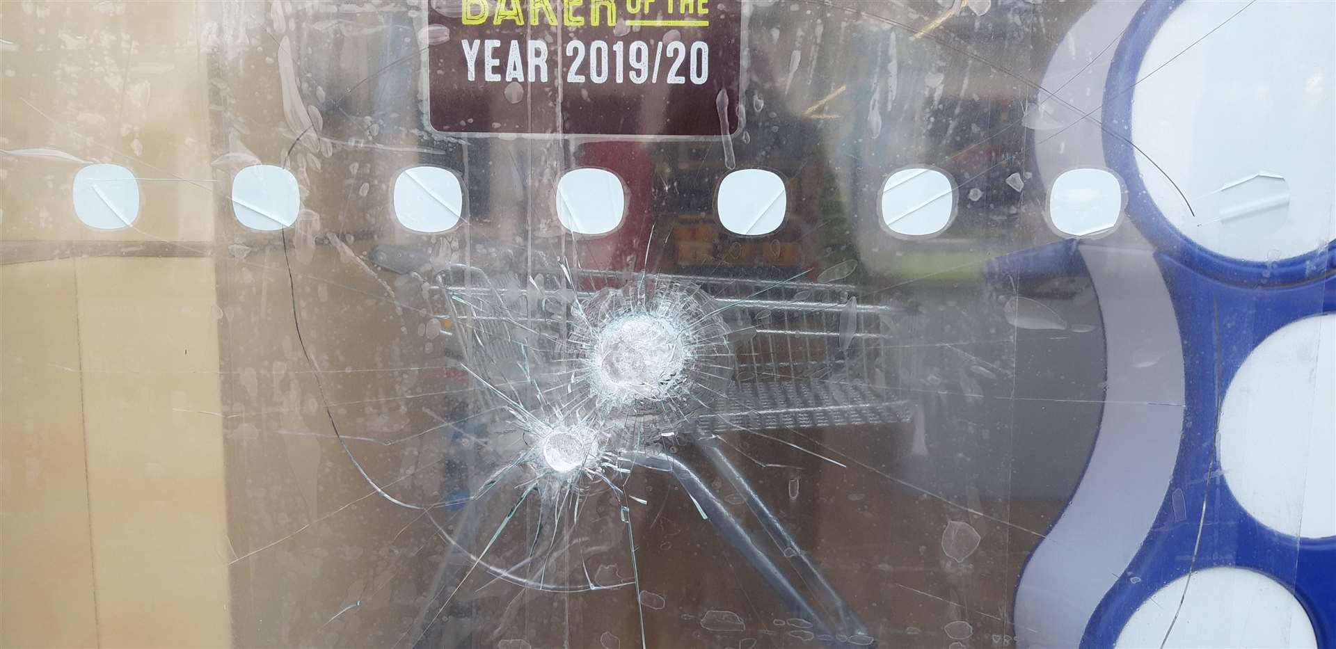 A hammer was used to damage the windows at Brora Co-op.