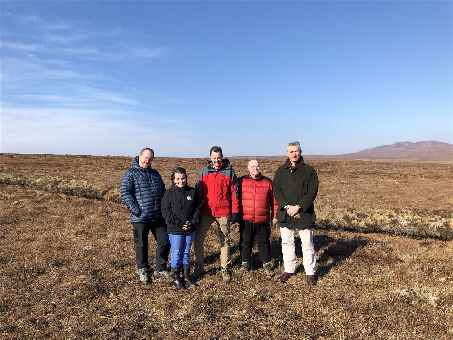 Dr Paul Bate (third left) on site at Space Hub Sutherland with (from left) programme head David Howie, stakeholder relations and communications manager June Love, project director Roy Kirk and Ian Annett, deputy chief executive for programme delivery, UK Space Agency.