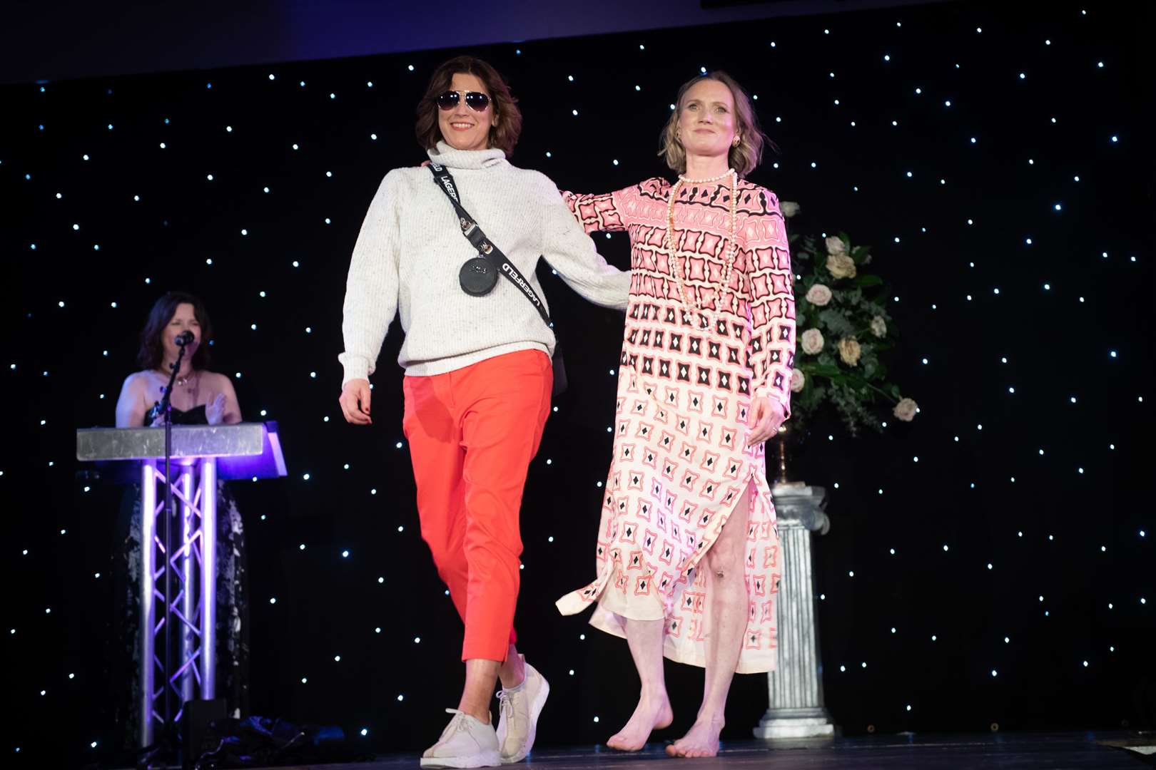 Rohaise Rose-Bristow and Caroline Kelly on the catwalk. Picture: Callum Mackay