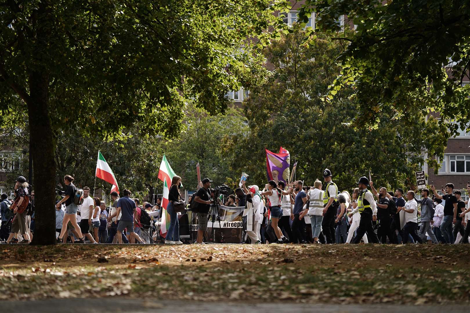 The rally marked the one-year anniversary of Mahsa Amini’s death in Iran (James Manning/PA)