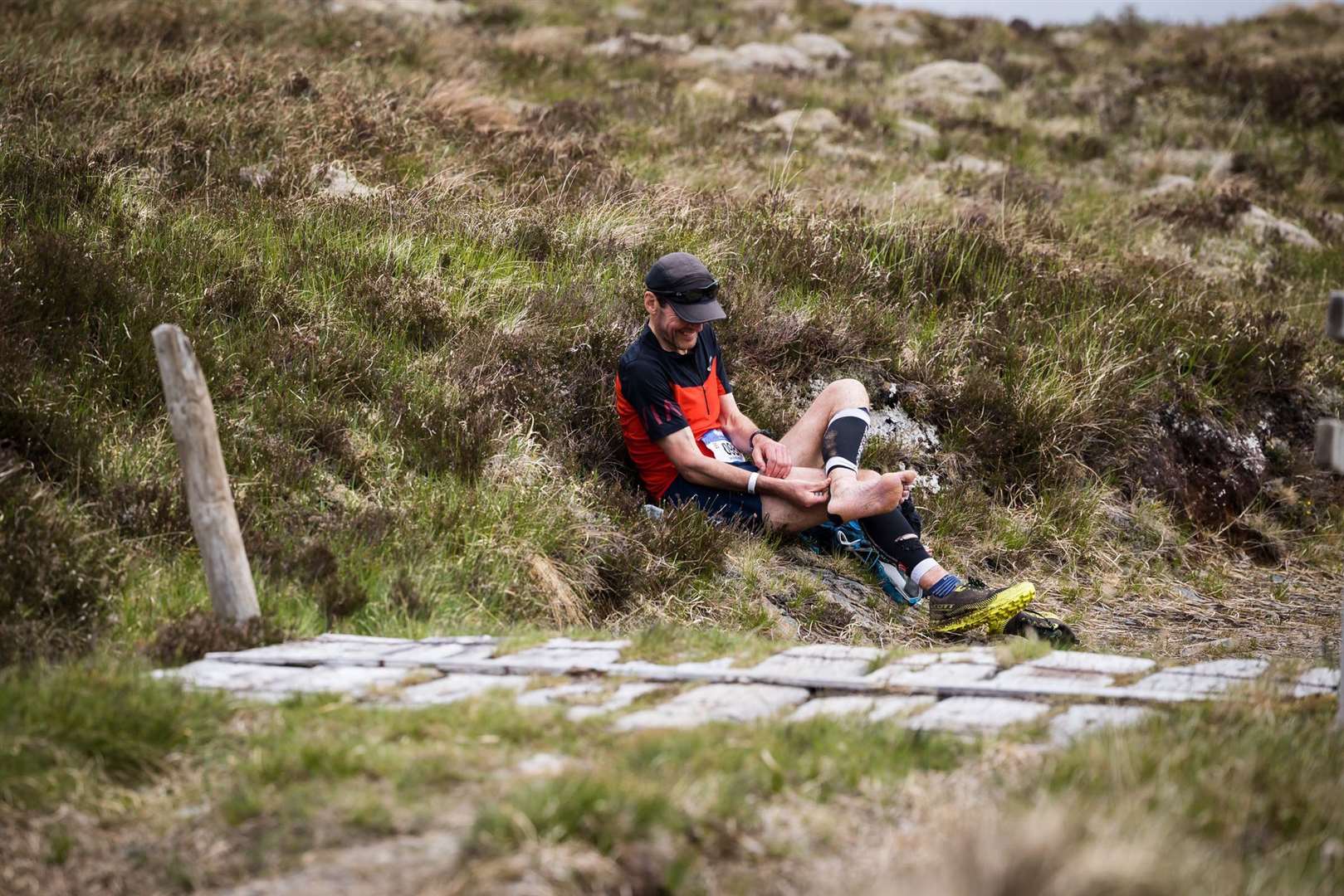Running repairs on day six of the Cape Wrath Ultra 2023. Picture: ©Cape Wrath Ultra® | No Limits Photography