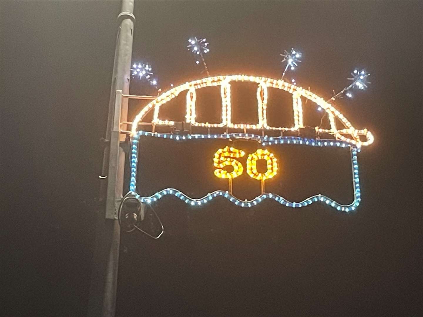 A new Christmas light marking the 50th anniversary of Bonar bridge.