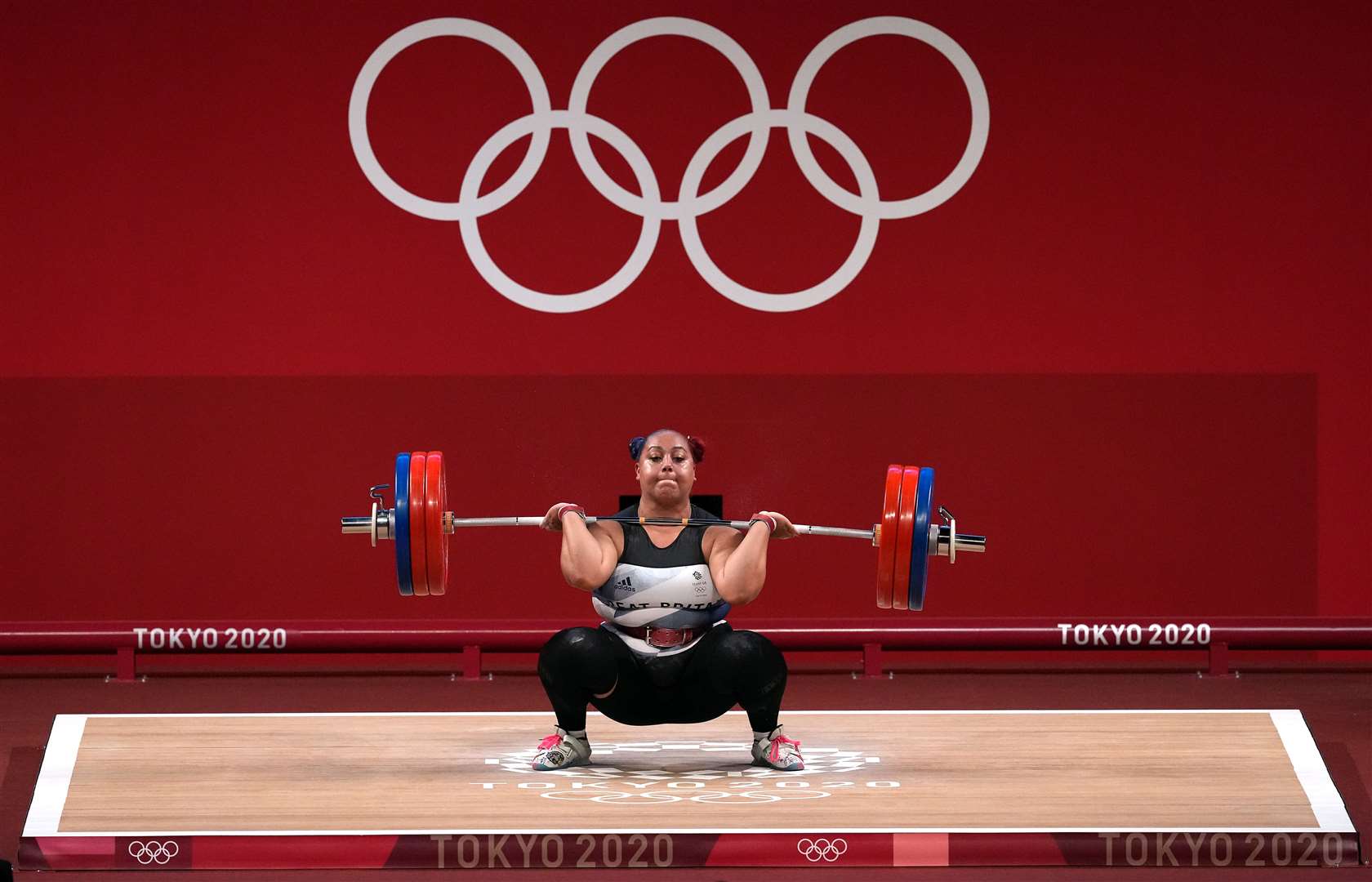 Emily Campbell during the +87 kg weightlifting at the Tokyo Olympic Games in Japan (PA)