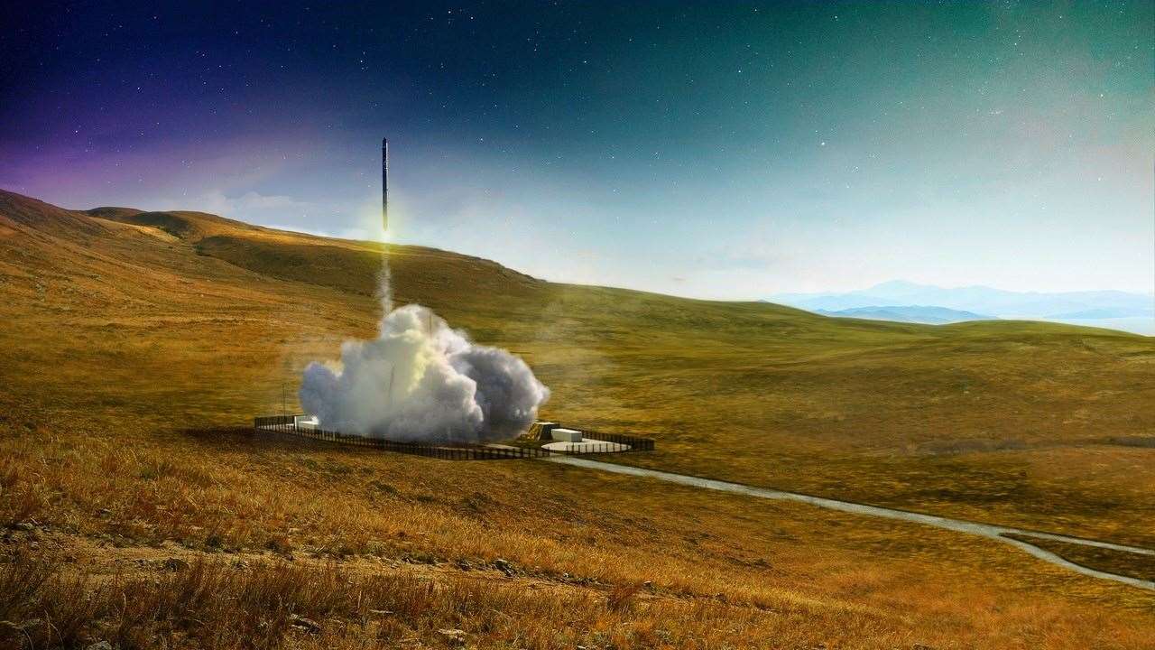 An artist's impression of the launch of a Prime rocket from Sutherland Spaceport. Picture: Orbex