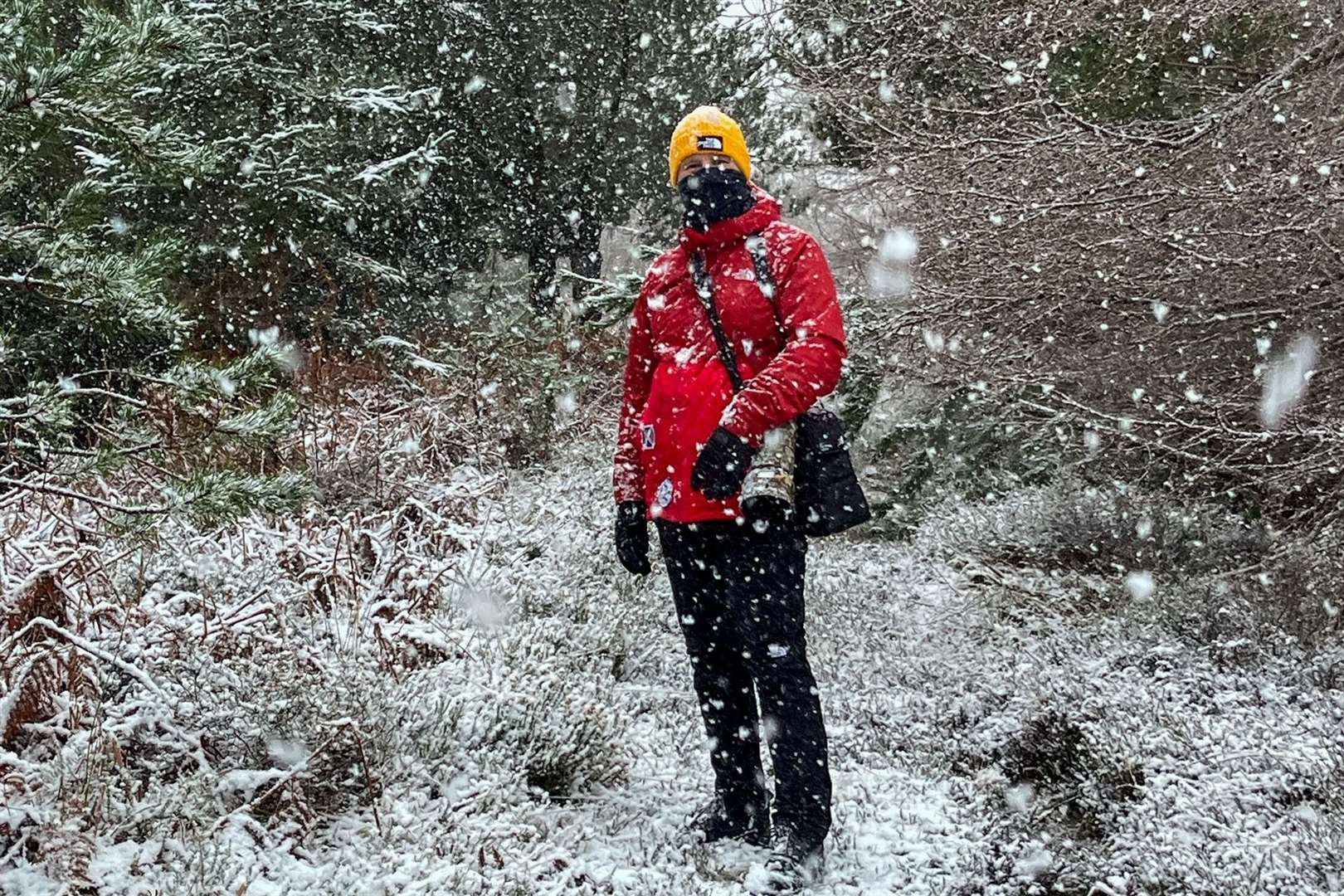 Alan West, enjoying a walk in the snow near Lairg.