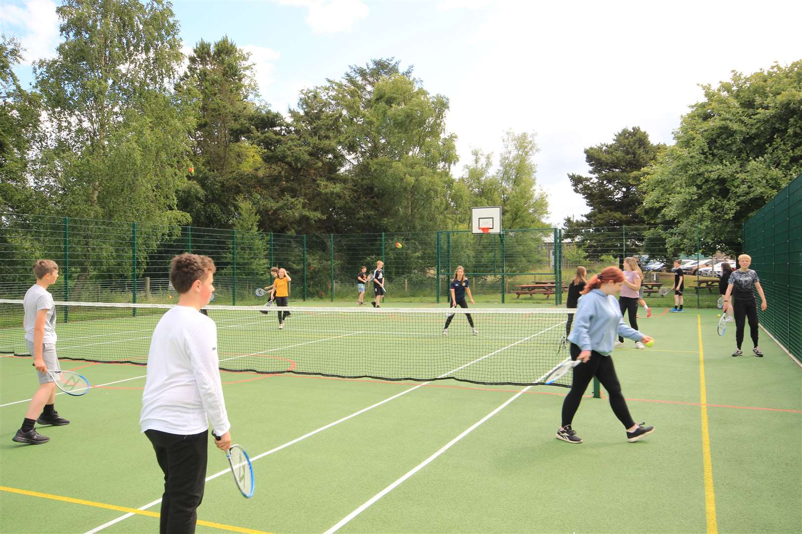 The MUGA has already been put to good use with pupils using it for football, basketball and tennis.