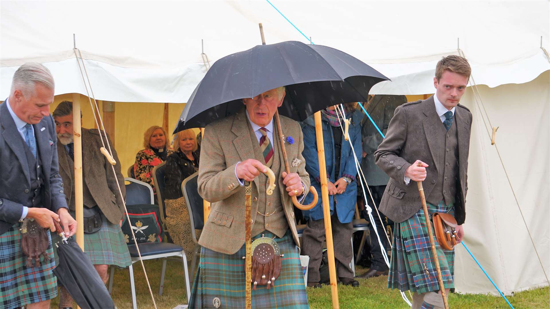 Prince Charles made good use of his brolly throughout the event. Picture: DGS