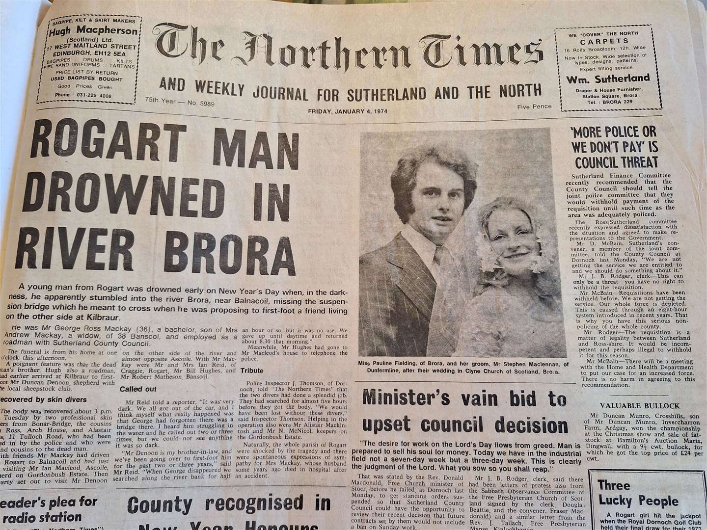 The newspaper of January 4, 1974.