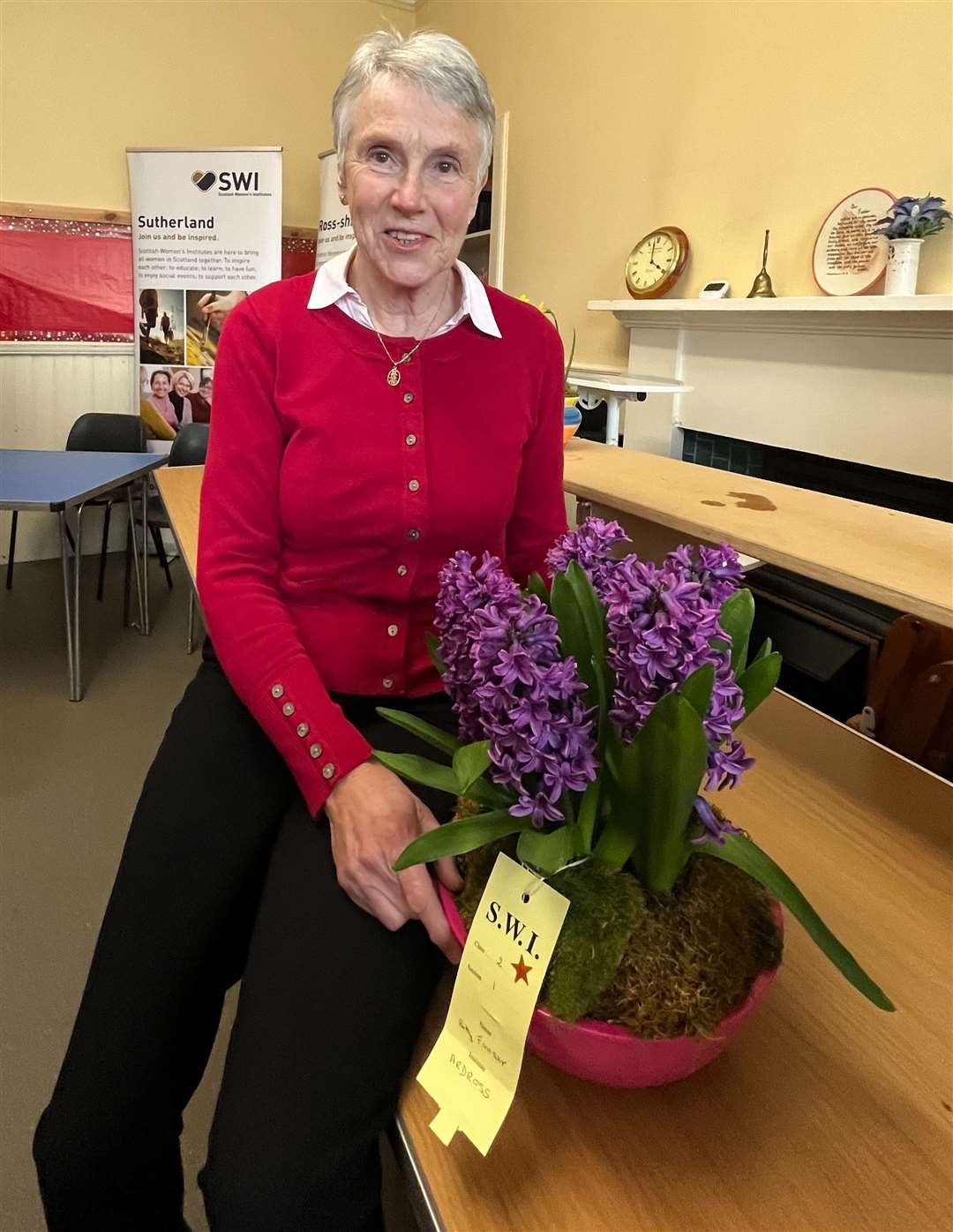 Betty Fraser Ardross SWI with prizewinning hyacinths.