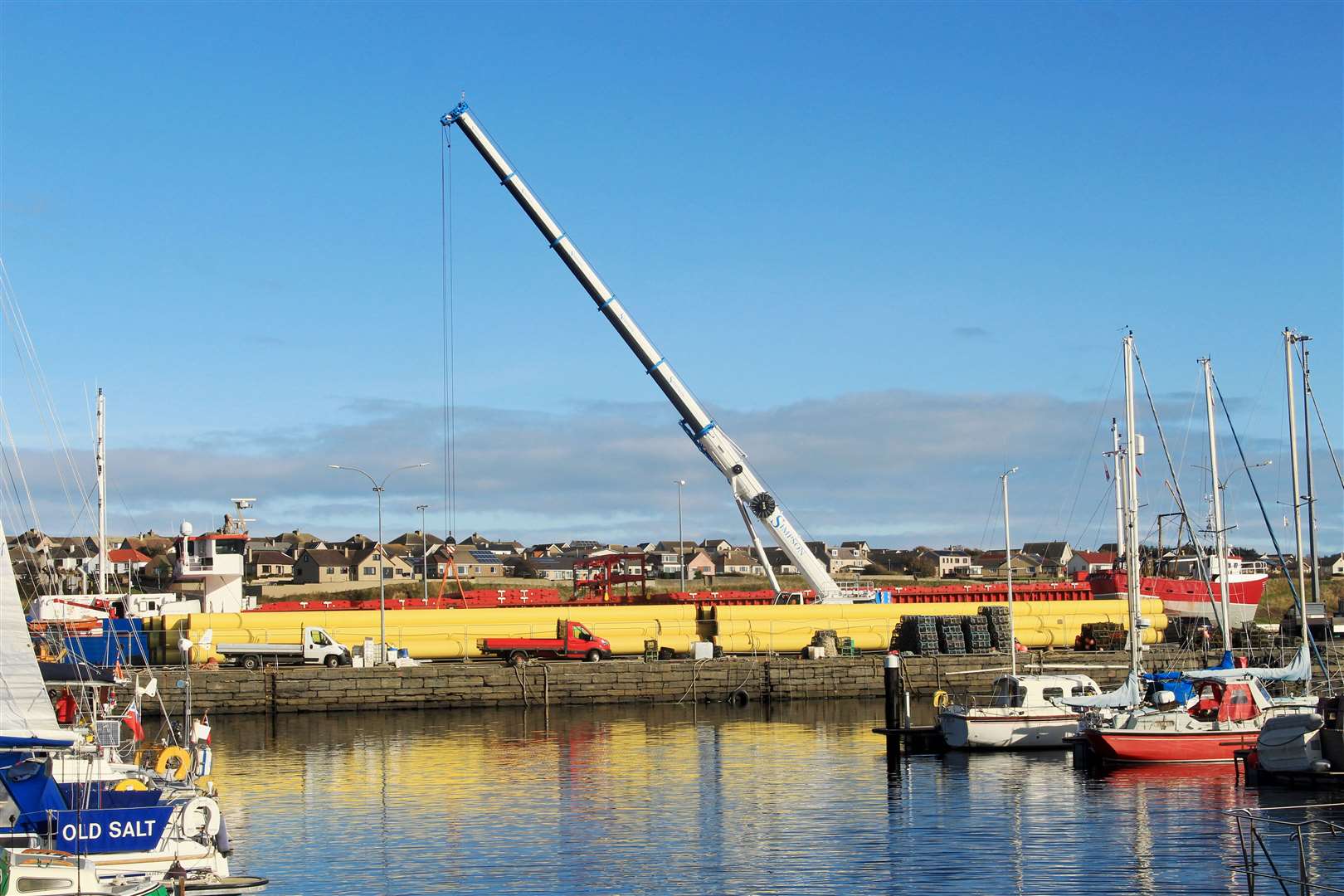 Pipes for the SubSea 7 contract pictured at Wick harbour. Photo by Alan Hendry