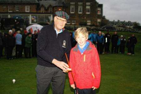 Royal Dornoch captain James Seatter with Cameron Walsh.