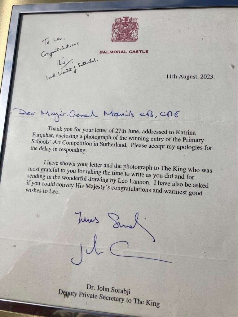 The letter was written on the king’s behalf by deputy private secretary Dr John Sorabji.