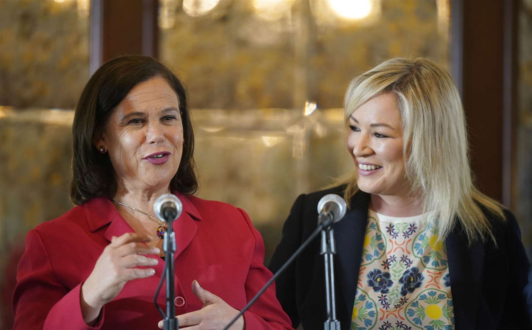 Mary Lou McDonald and Sinn Fein vice president Michelle O’Neill (PA)
