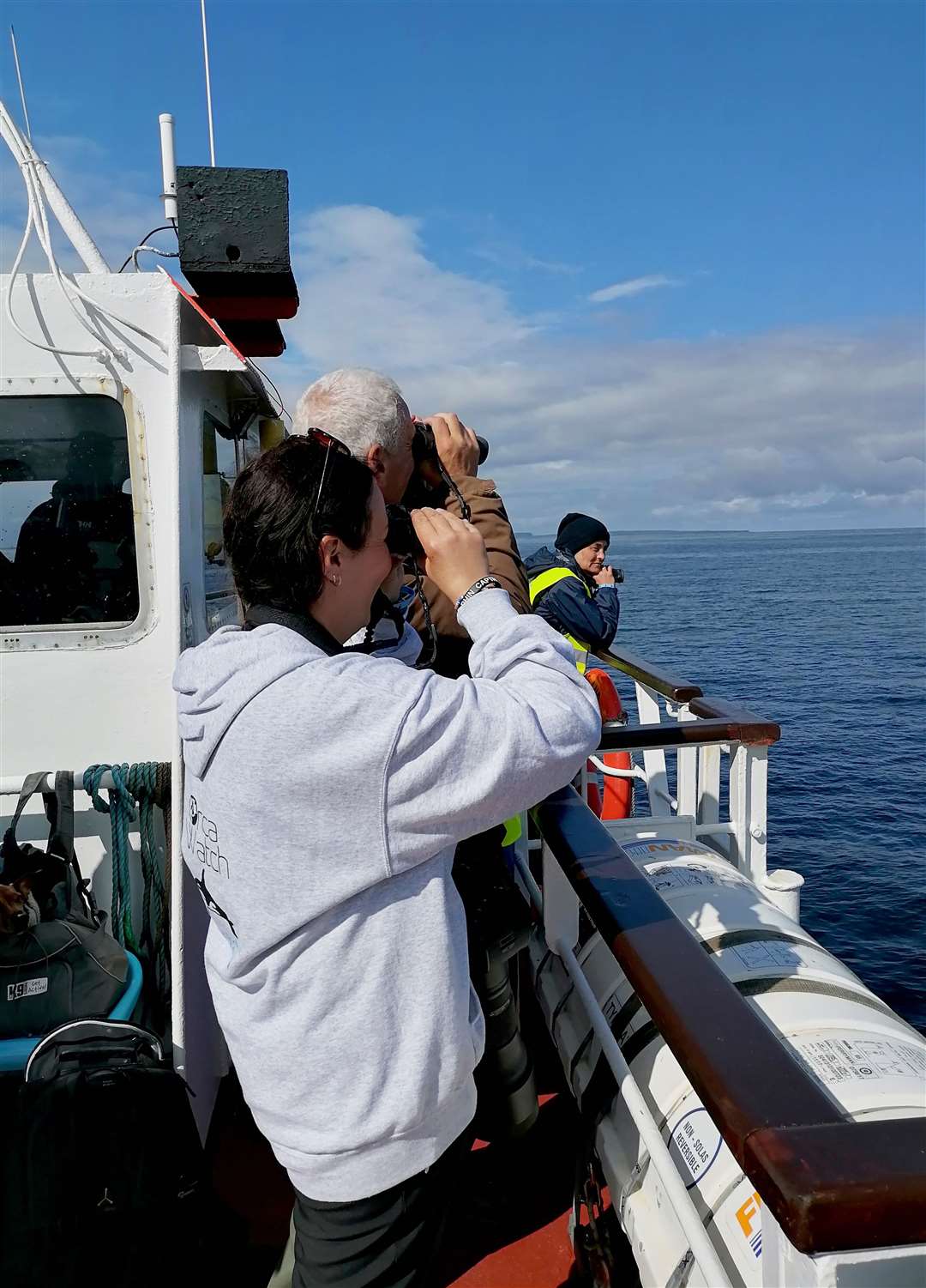 Hazel Masson on the Pentland Venture this week, checking for killer whales.