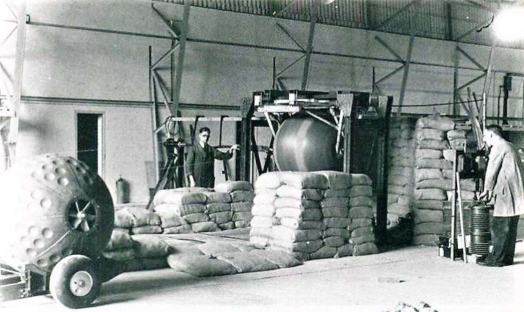 Testing the experimental bombs. The operations was highly secretive and the highballs were referred to with the codeword 'stores'.