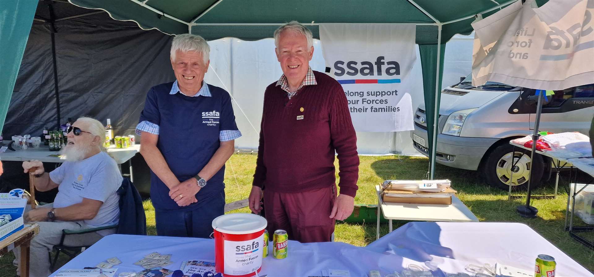 Rotary Club members and SSAFA committee members Alisdair Miller and Will Sutherland greeting show goers with a smile as they raised funds for their chosen charities.