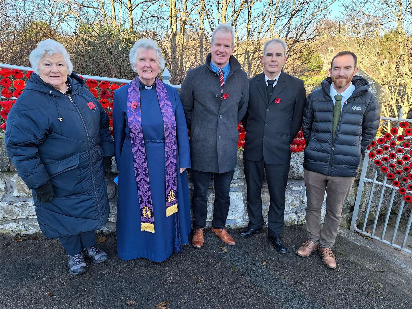 Eleanor Gordon, second left, locum Church of Scotland minister at Brora, with, from left, Christine Port of the Roman Catholic Church who read from the Gospel of John; Angus Millar and David Roberts of the Free Church who led the hymns; and Ricky Macdonald of the Free Church who said a prayer.