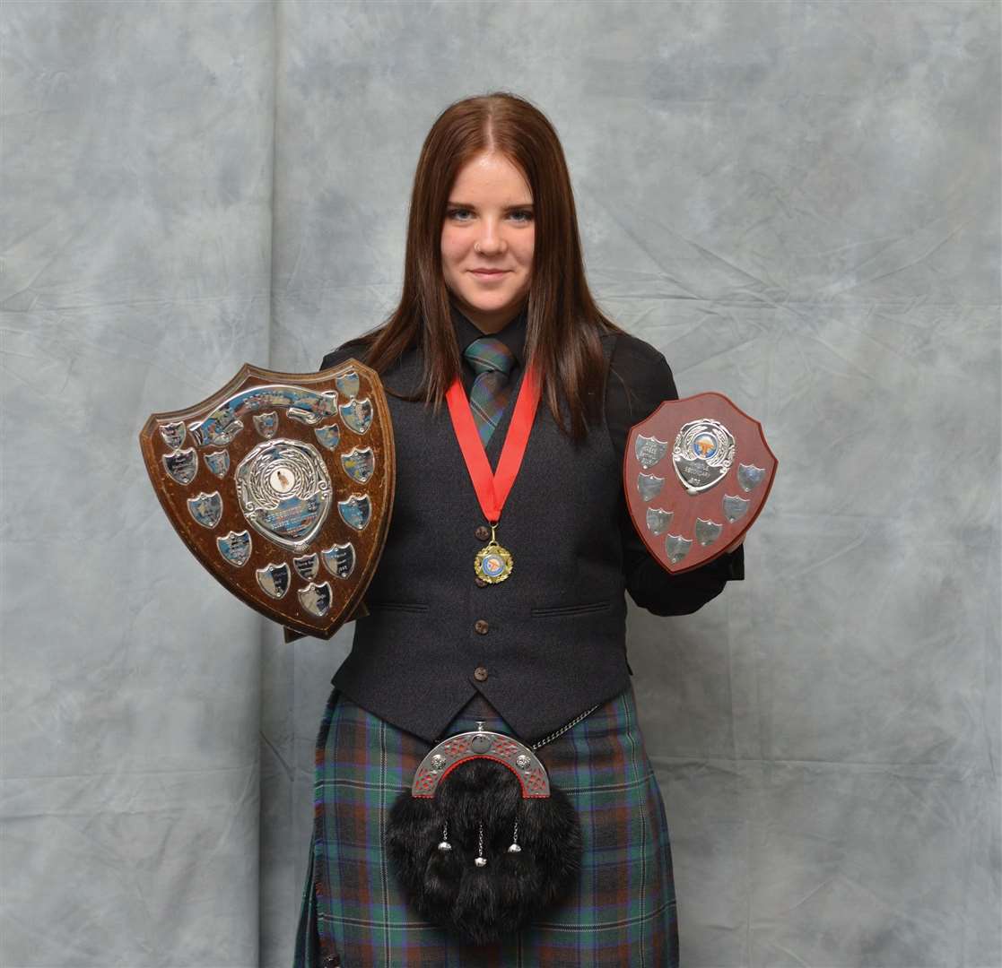 Morven Miller, Watten, winner of junior piping, under 16, and secondary whistle. Picture: Jim A Johnston